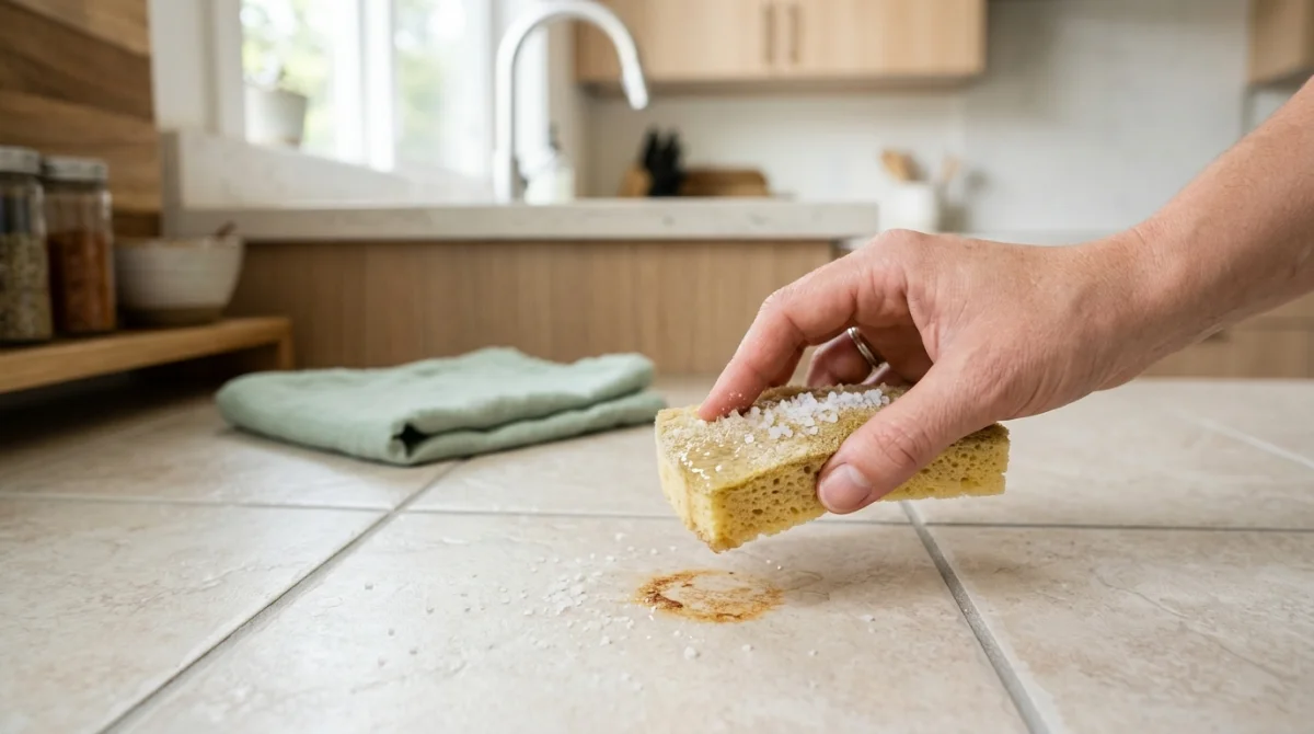 4. Le mélange vinaigre et gros sel pour une action abrasive naturelle