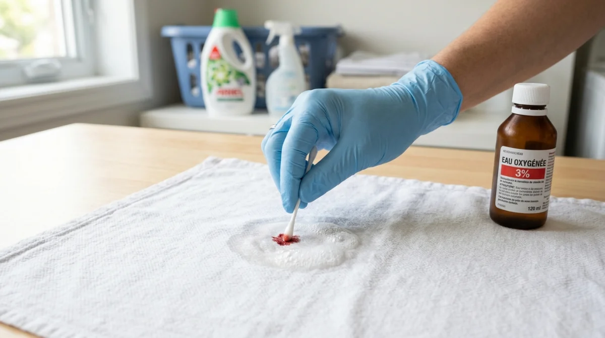2. Utiliser l'eau oxygénée pour nettoyer une tache de sang incrustée