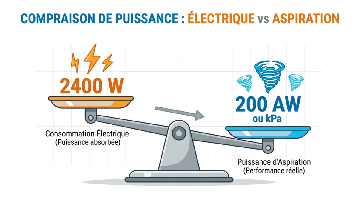 Puissance électrique et puissance d'aspiration, deux notions radicalement différentes