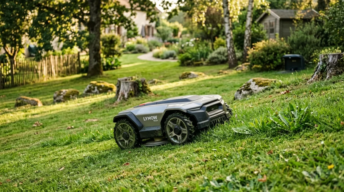 Lymow tech avis sur un robot tondeuse pour terrains difficiles