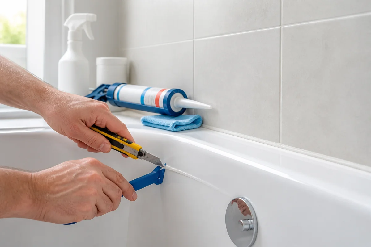 Retirer un ancien joint silicone autour d’une baignoire pour entretenir les joints de salle de bain durablement
